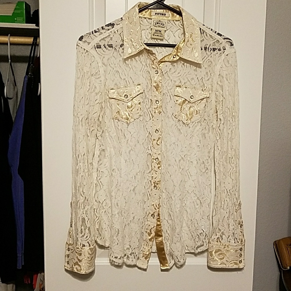 Ariat button up lace shirt. Size Med.